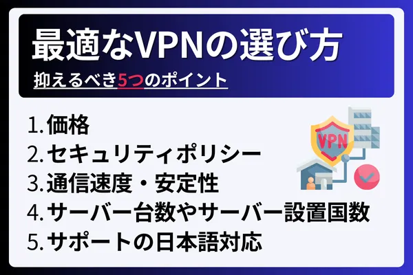 最適なVPNの選び方！抑えるべき5つのポイント